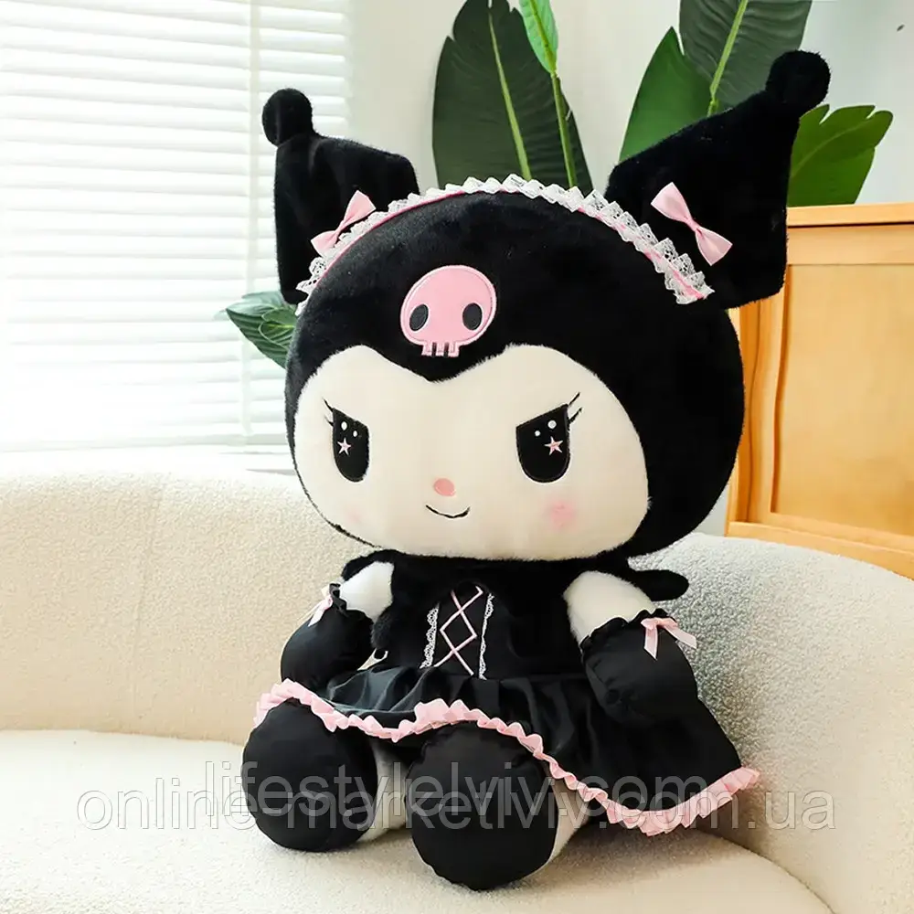 М'яка іграшка аніме Куромі в сукні (25см) / Лялька Куромі / Іграшка плюшева Kuromi / Куромі-іграшка, фото 1