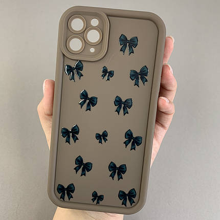 Чохол для iPhone 11 Pro Max чохол з високими бортами з бантиками на телефон айфон 11 про макс коричневий q05t, фото 1