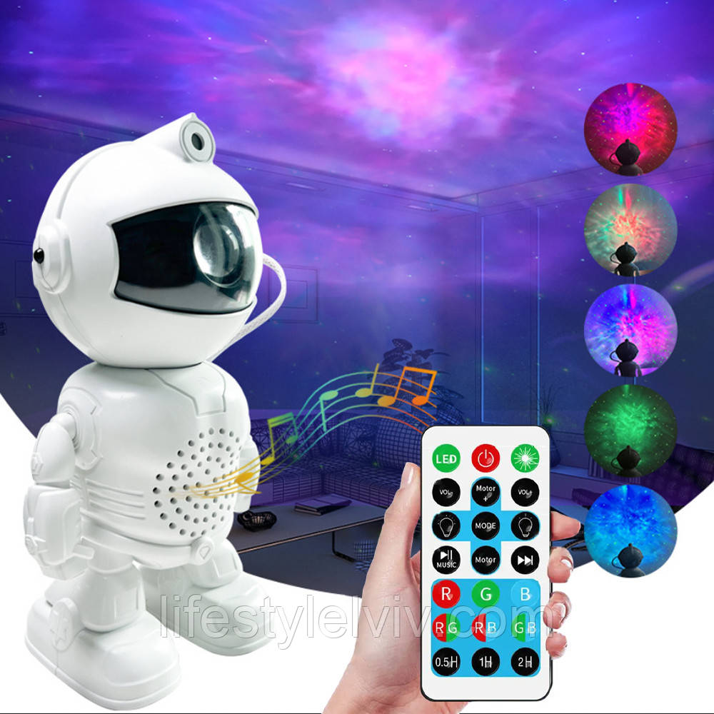 Лазерний нічник-проектор Зоряного неба Астронавт + пульт, USB, XL 737 / Космонавт проектор / Нічник космонавт, фото 1