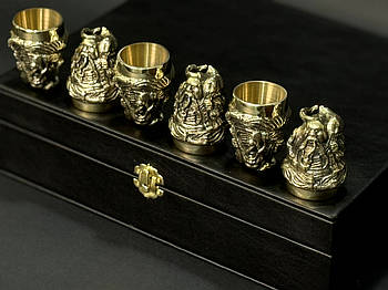 Набір бронзових стопок "Козацька рада" (6 шт)