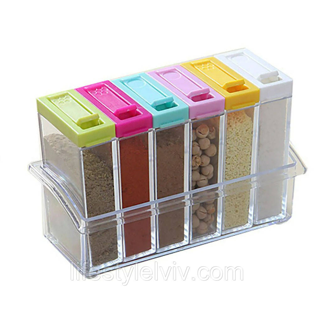 Органайзер для зберігання спецій на 6 баночок, 50мл, Supretto / Набір контейнерів для спецій / Баночки для спецій, фото 1
