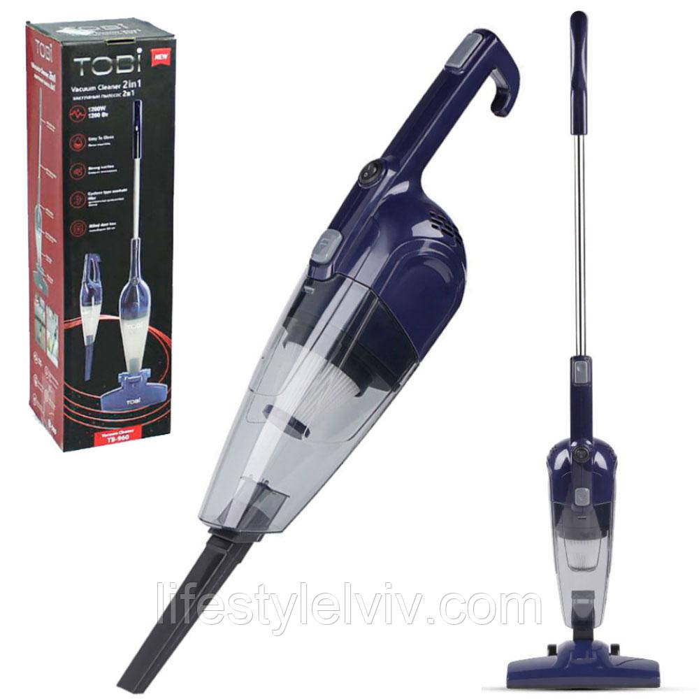 Ручний пилосос для дому 2в1, 1200Вт, Tobi TC02, від мережі / Вакуумний вертикальний пилосос без мішка, фото 1