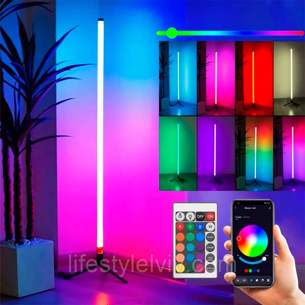 RGB лампа з керуванням голосом 103см + Пульт, від USB, 5v-2026 / Кольорова лампа / RGB світильник, фото 1