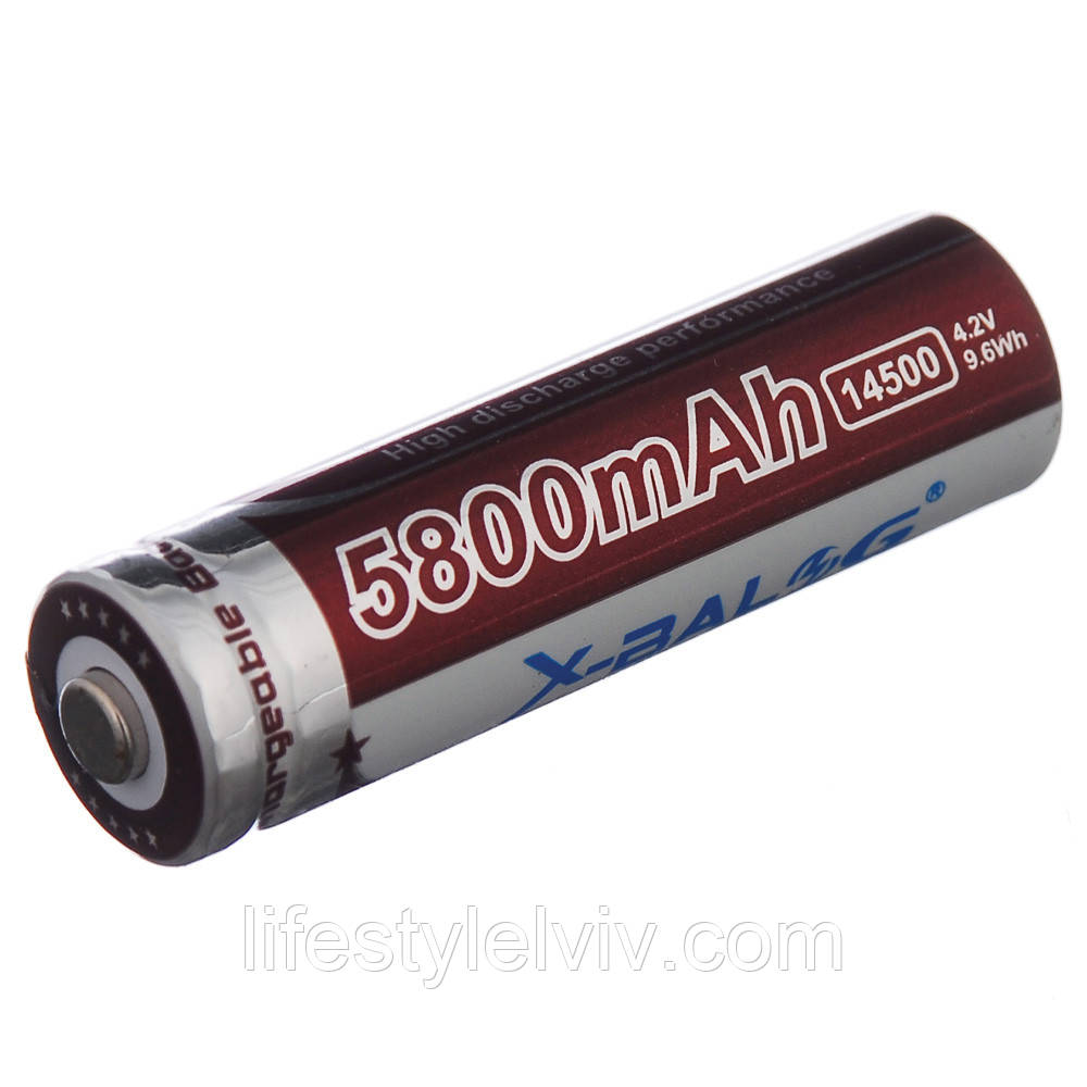 Акумулятор 14500 Li-Ion, 5800mAh (4,2V), X-Balog / Акумуляторна батарейка / Пальчиковий акумулятор, фото 1