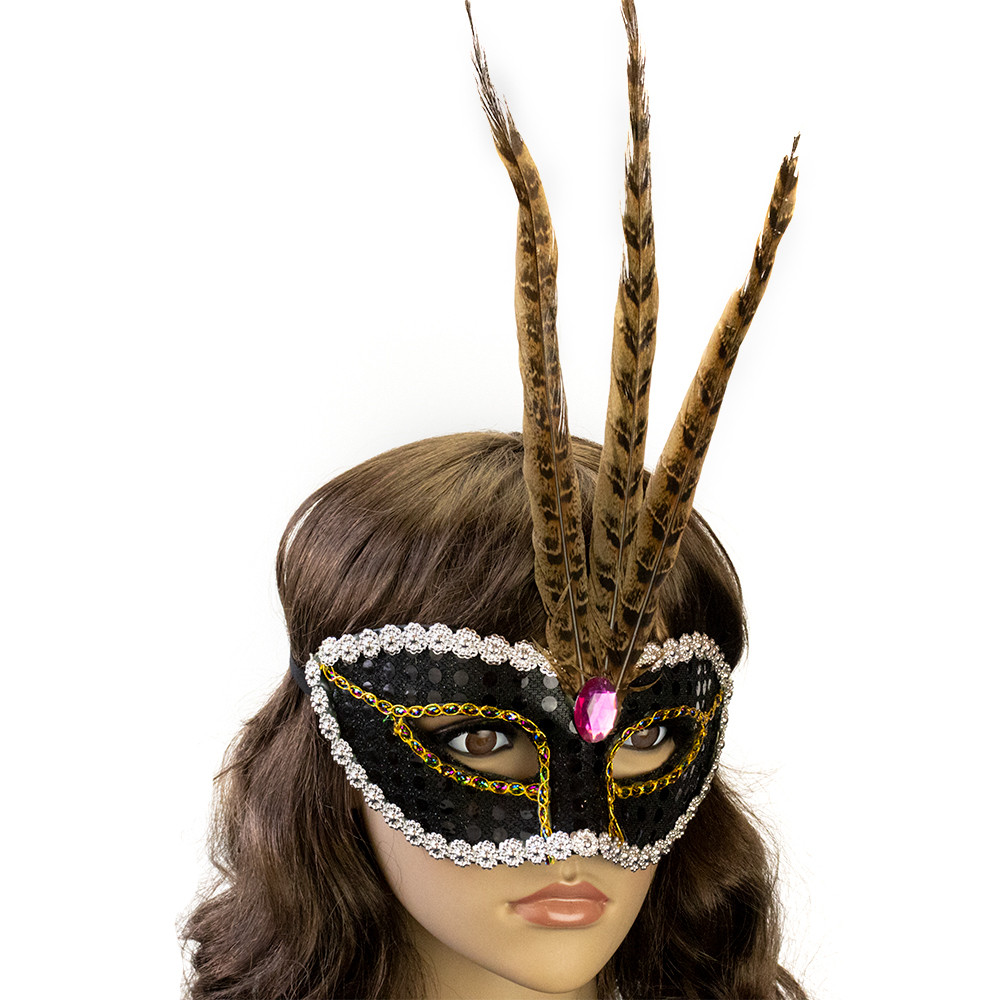 Венеціанська маска Фантазія (чорна), фото 1