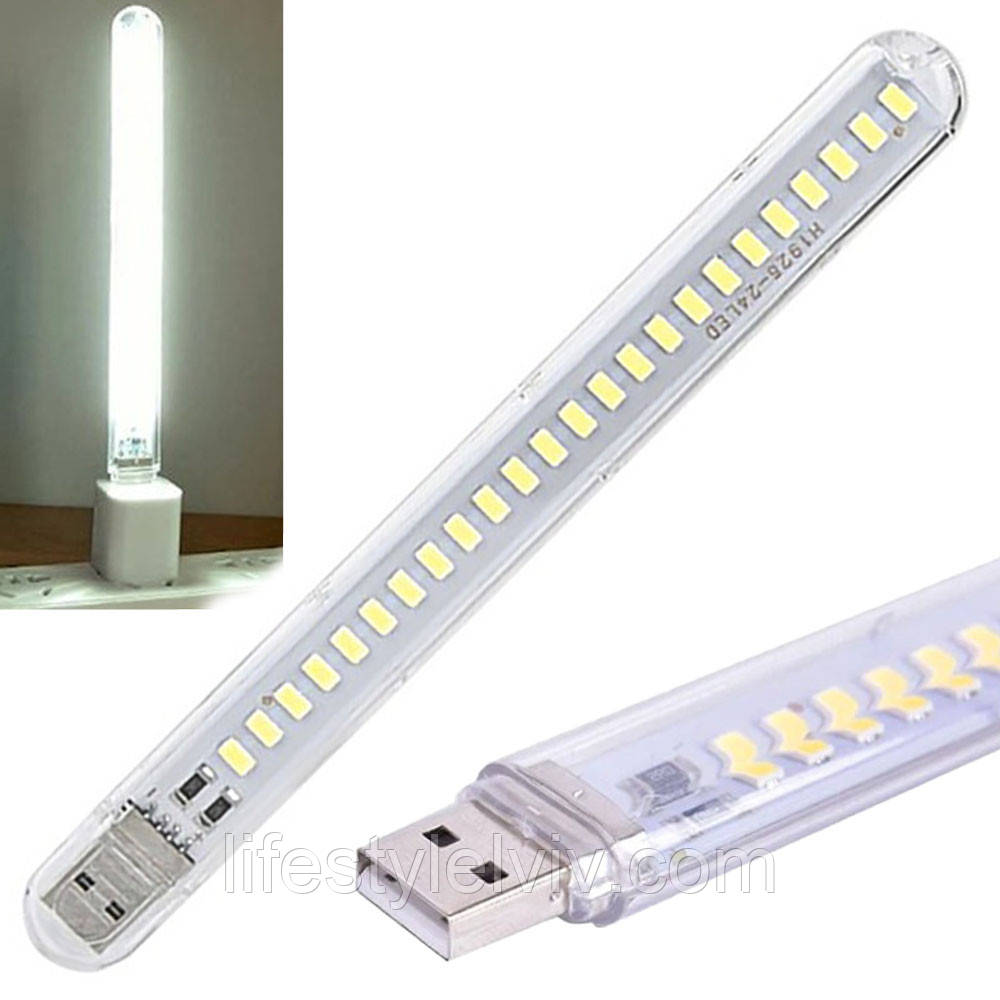 Світлодіодний USB ліхтарик 24LED, 17,8х1,8см / Міні світильник від повербанка / Портативний ліхтарик у вигляді флешки, фото 1