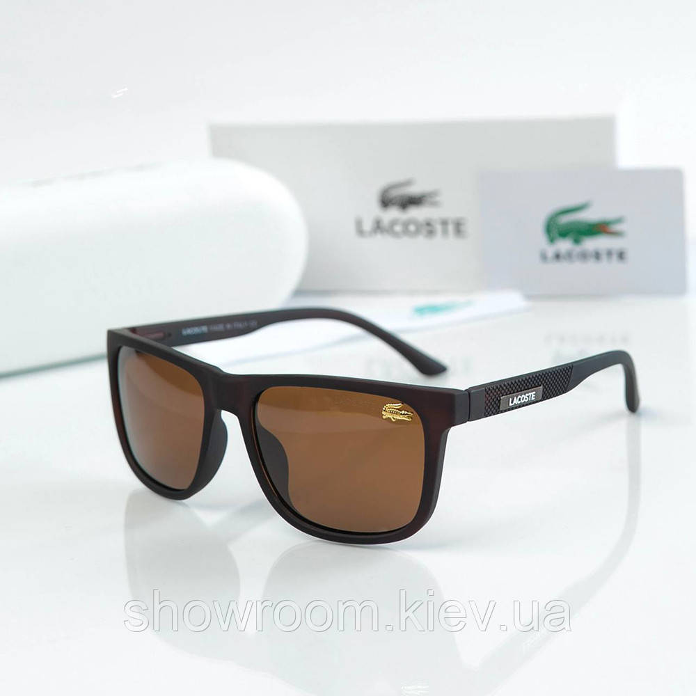 Чоловічі коричневі сонцезахисні окуляри Lacoste (205) polaroid