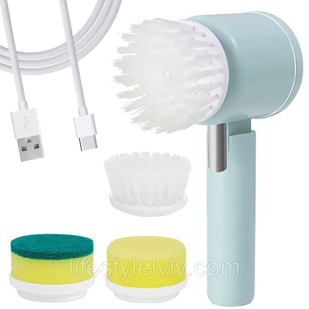 Електрична щітка для прибирання 3в1, 25Вт, 1200мАг / Електрощітка для чищення / Бездротова щітка для ванної, фото 1