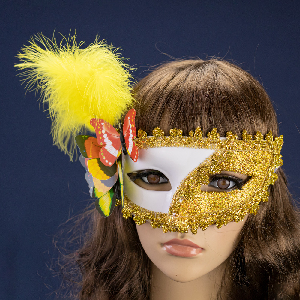 Венеціанська маска Загадка (біла з золотым), фото 1