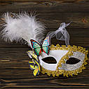 Венеціанська маска Загадка (біла з срібним), фото 3