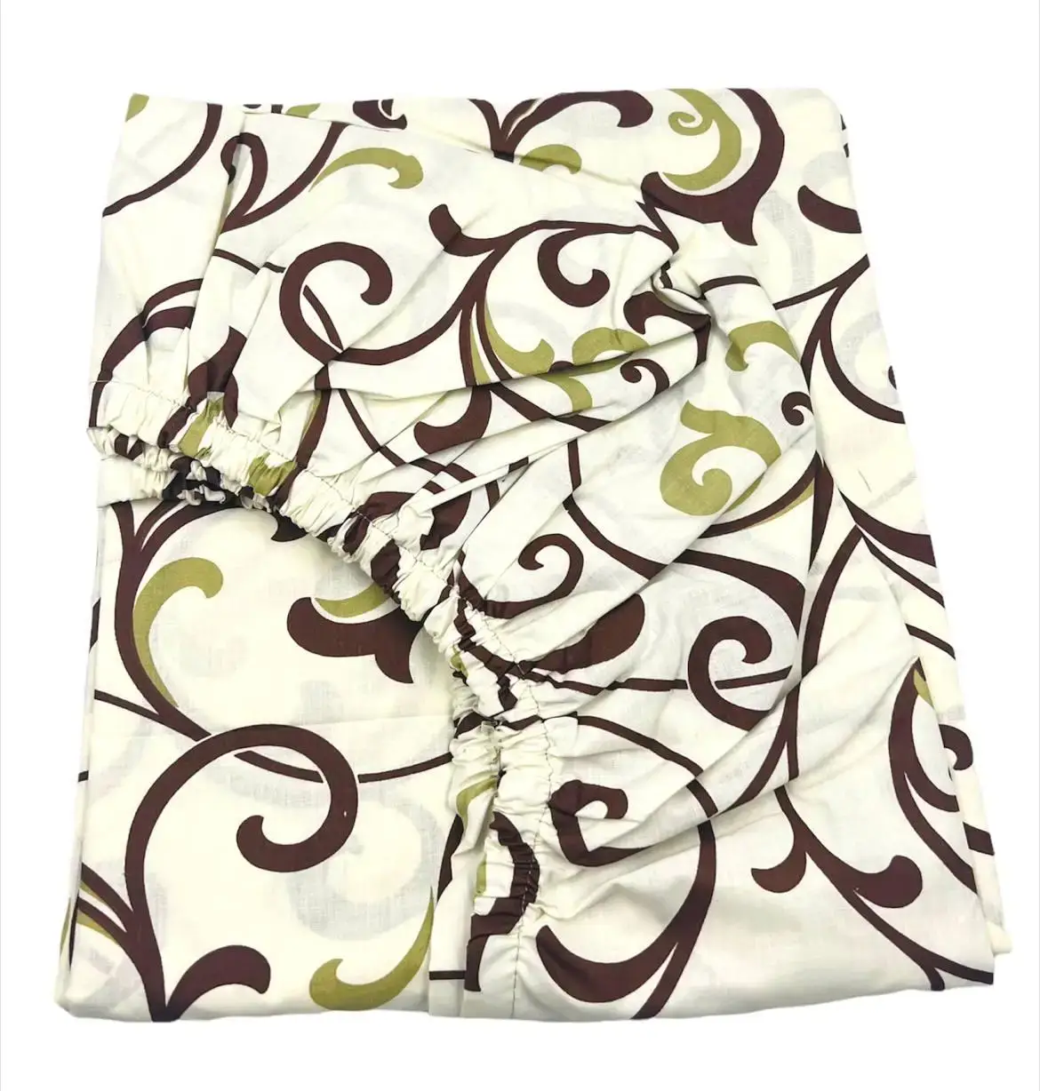 Простирадло на резинці двоспальне "Вензель молочний" | Бязь 160х200 см, фото 1