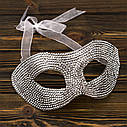 Венеціанська маска зі стразами (срібна), фото 2