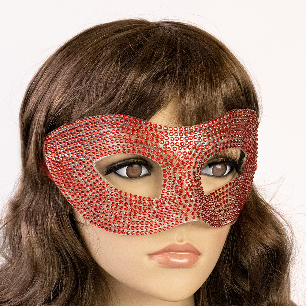 Венеціанська маска зі стразами (червона), фото 1