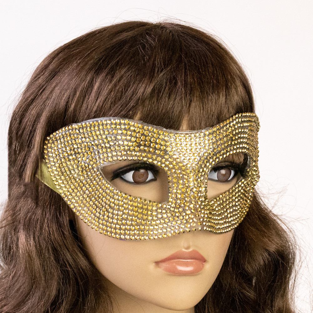 Венеціанська маска зі стразами (золота), фото 1