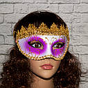 Венеціанська маска Вероніка (біла з бузковим), фото 2