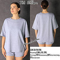 Хлопковая женская футболка Oversize серого цвета ТМ Ellen