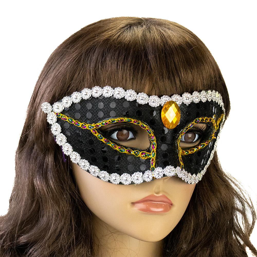 Венеціанська маска Ілюзія (чорна), фото 1