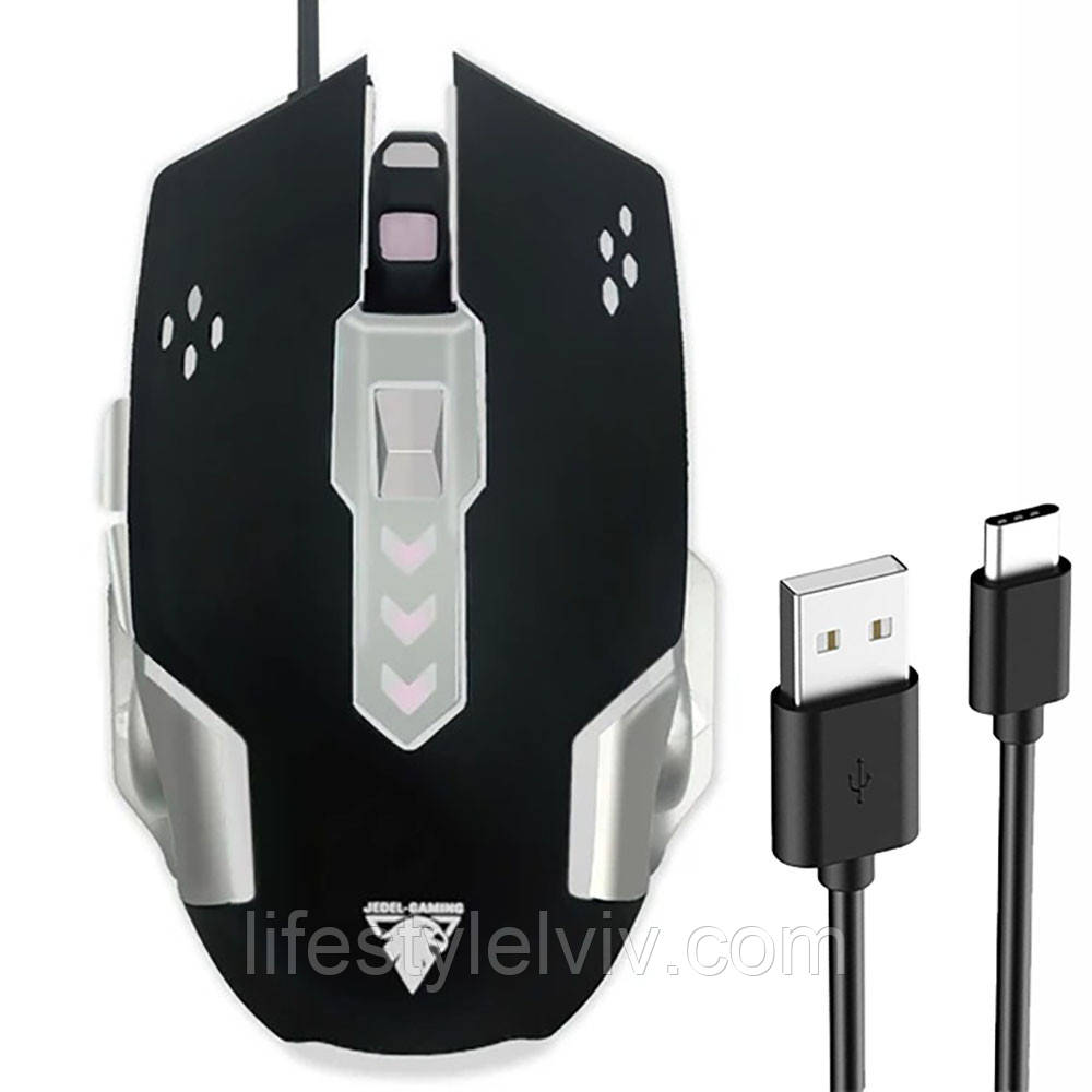 Провідна ігрова миша з підсвічуванням, від USB, 3600 DPI, JEDEL GM880 / Комп'ютерна мишка / Мишка для комп'ютера, фото 1