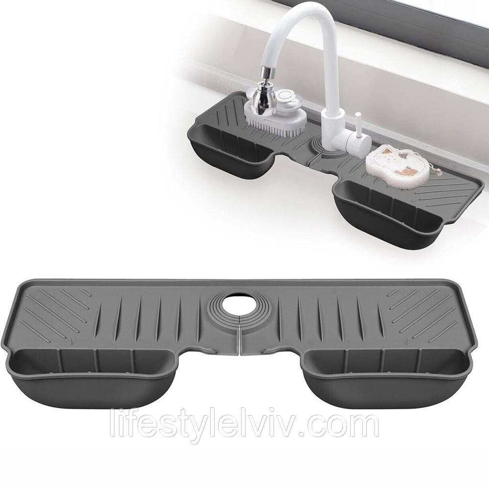 Силіконовий килимок для мийки 45,5х16х4,5см Drain pan / Килимок для раковини / Зливний килимок для змішувача, фото 1