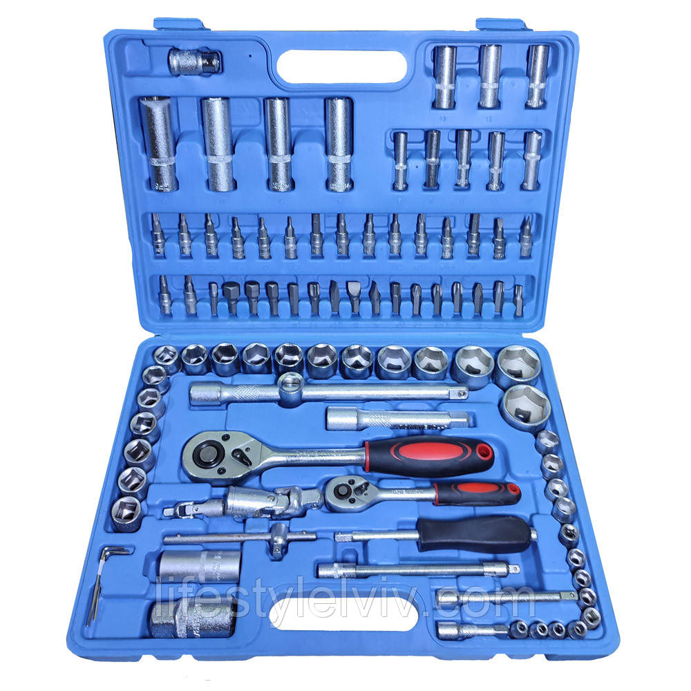 Набір інструментів в кейсі, 94 предметів / Набір інструментів для авто / Набір головок з тріскачкою, фото 1