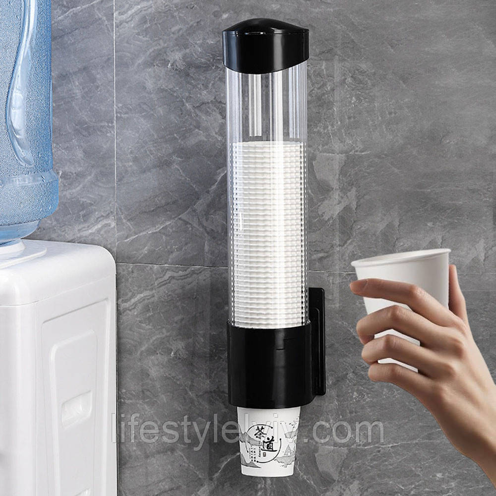 Настінний тримач для стаканчиків 70шт, до 250мл / Стаканотримач для кулера / Диспенсер для стаканів, фото 1