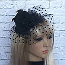 Капелюшок Гламур маленький з трояндою (чорний), фото 2