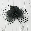 Капелюшок Гламур маленький з трояндою (чорний), фото 3