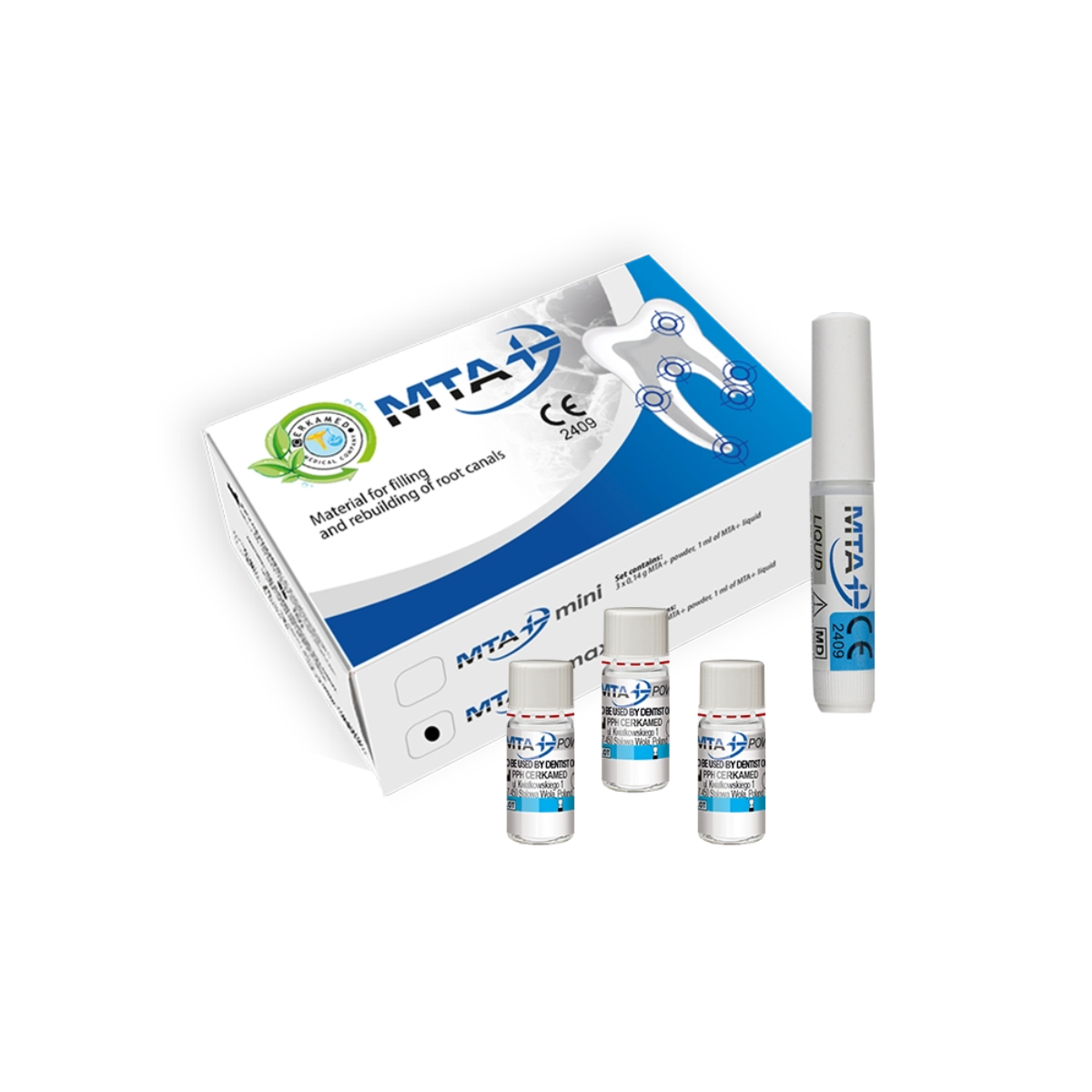 MTA+ MINI порошок (3х0,14 г), рідина (1 мл) Cerkamed