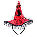 Капелюшок на обідку Відьомочки з мереживом (червона), фото 2