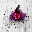 Капелюшок Гламур маленький з трояндою (рожевий), фото 2