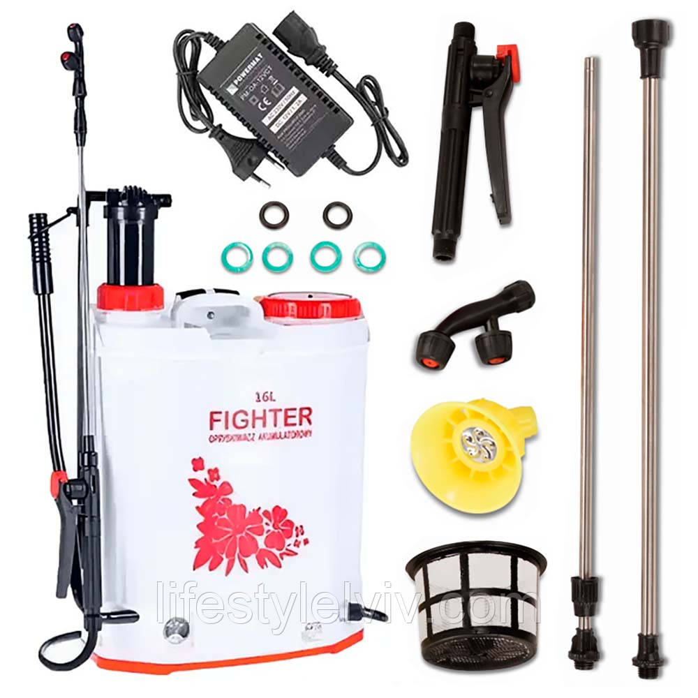 Оприскувач акумуляторний 16л + Насадки 3шт, FT-687 / Оприскувач садовий / Електрооприскувач, фото 1