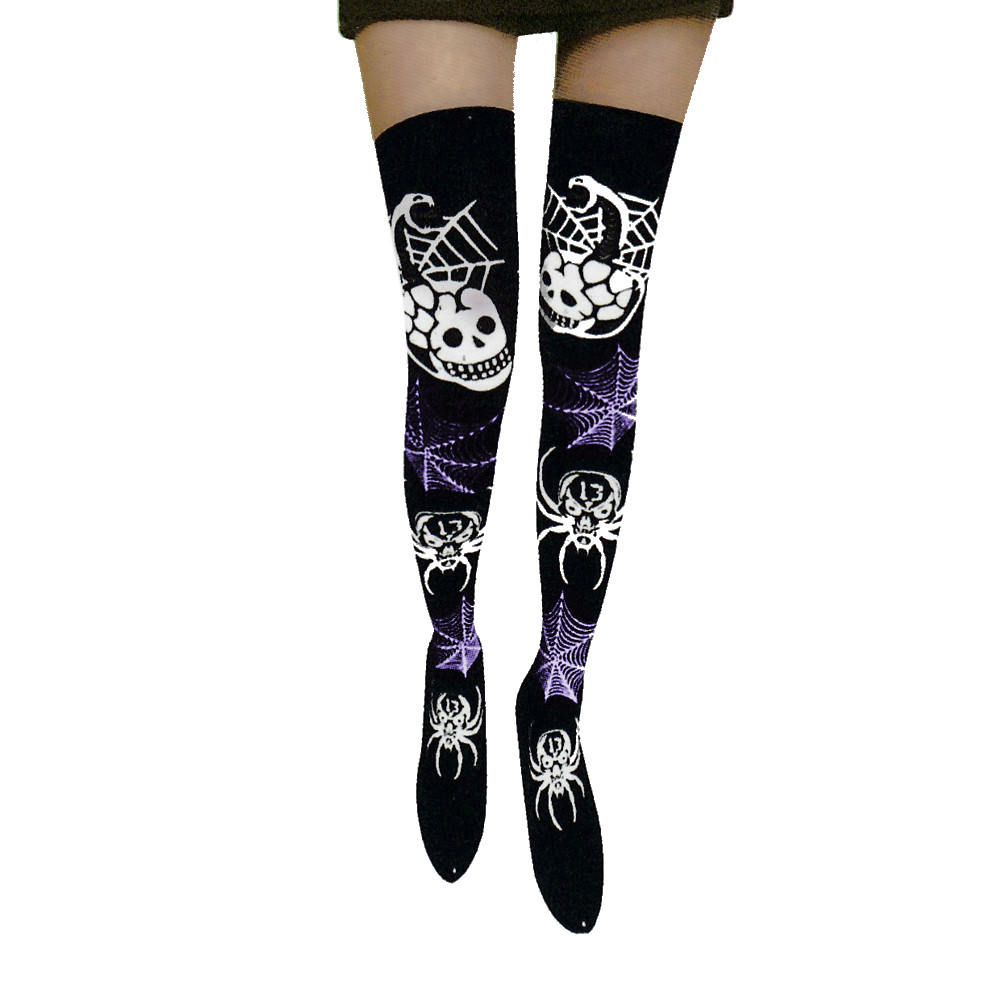 Панчохи Хелловін Санта Муерте Павук з павутинням фіолетовим, фото 1