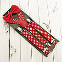 Підтяжки з краваткою метеликом (червоні), фото 2