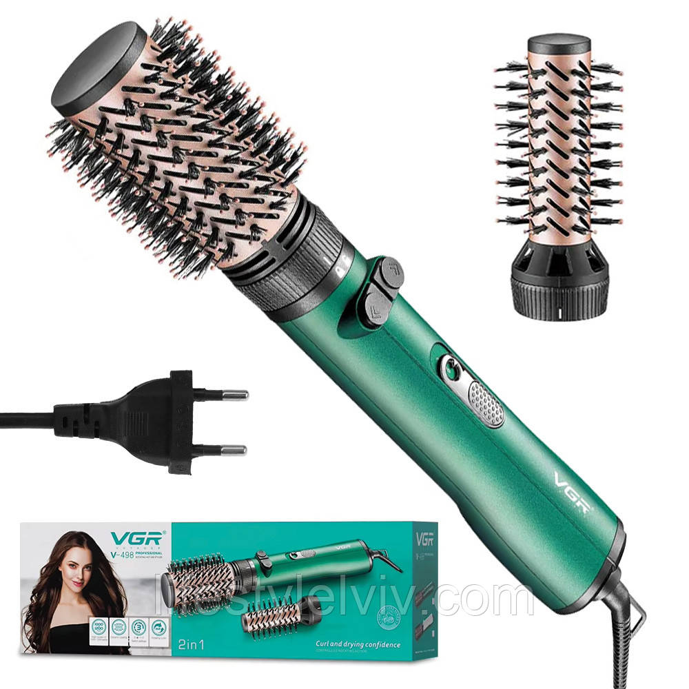 Фен-щітка для волосся 2в1, 1200Вт, 2 швидкості, VGR V-498 / Стайлер для укладки волосся / Фен гребінець, фото 1