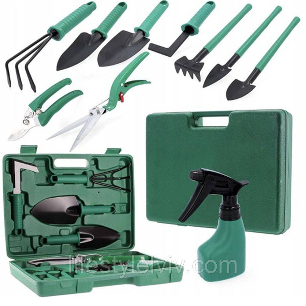 Набір садових інструментів 10шт у валізі / Садовий інструмент / Інструменти для саду / Садовий інвентар, фото 1