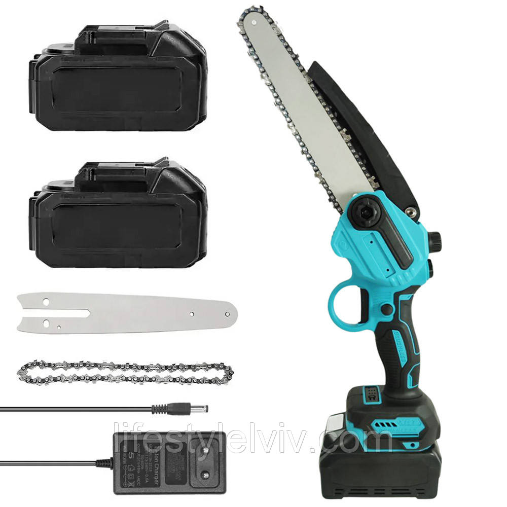 Акумуляторна ланцюгова пила 8" з масляним баком + 2АКБ 24V / Міні пила для саду / Електропила на акумуляторі, фото 1