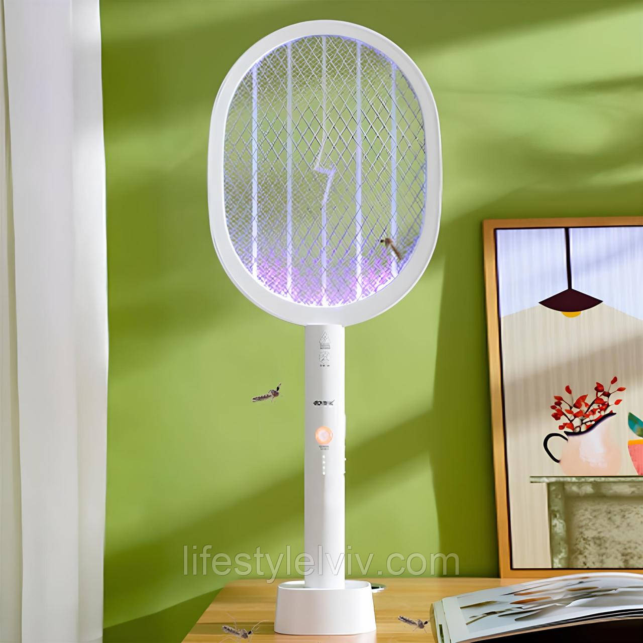 Електрична мухобійка ракетка (57,5×22,5см) 3000В, від USB / Електромухобійка / Пастка для мух електрична, фото 1