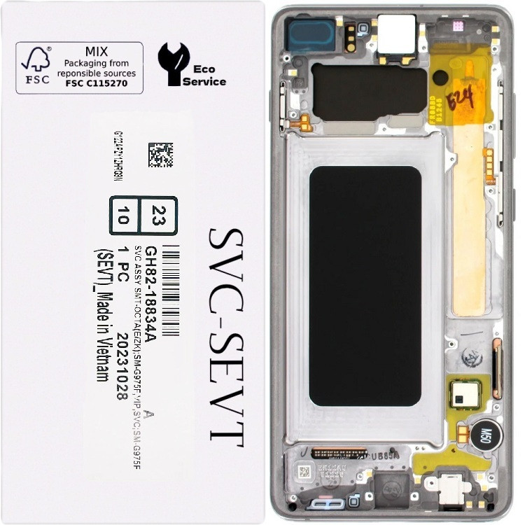 Дисплей Samsung G975 Galaxy S10+ чорний, Amoled, оригінал, сервісне пакування, з рамкою, Prism Black, GH82-188, фото 1