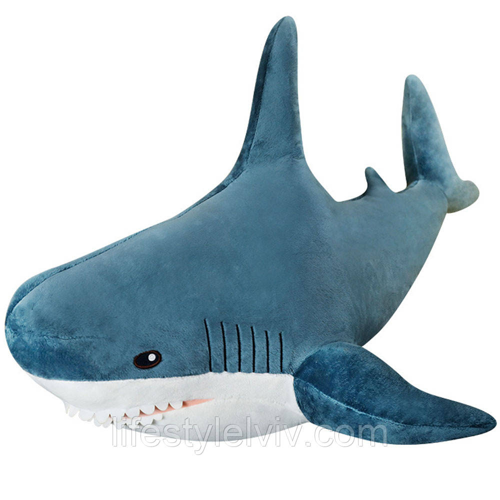М'яка іграшка Акула, 140 см, Синя / Плюшева подушка обіймашка / Дитяча іграшка обіймашка / Іграшка подушка, фото 1