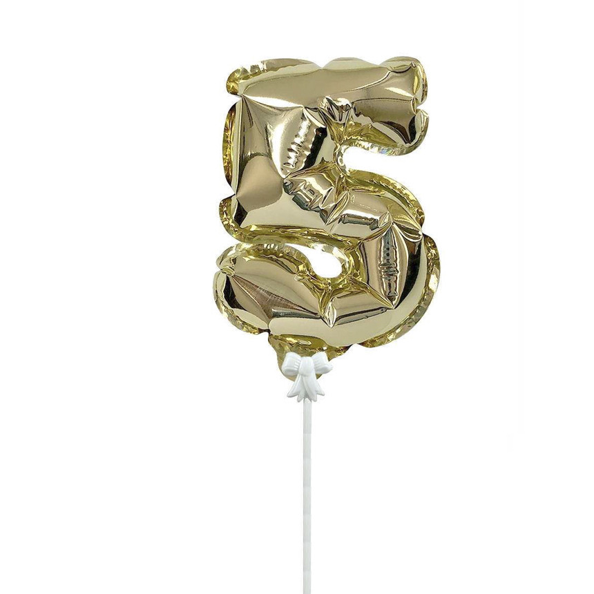 Фольгована Самонадувна Куля Цифра 5 (золота), фото 1