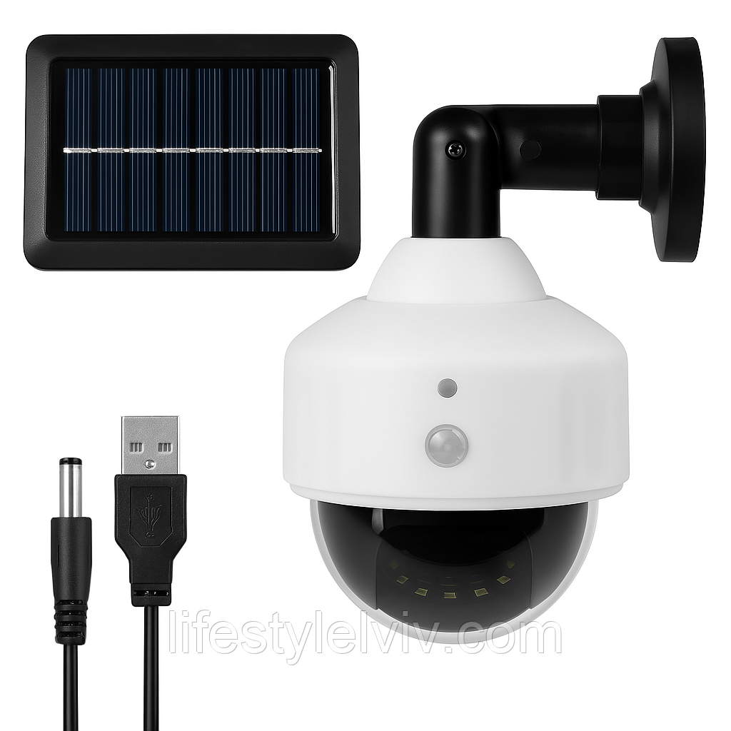 Камера обманка лампа з сонячною панеллю 38+1LED, JX-5118 / Муляж камери з датчиком руху, фото 1