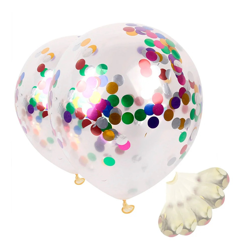 Кулька повітряна Прозора 12 дюймів з конфетті кружальцями (уп. 50шт), фото 1