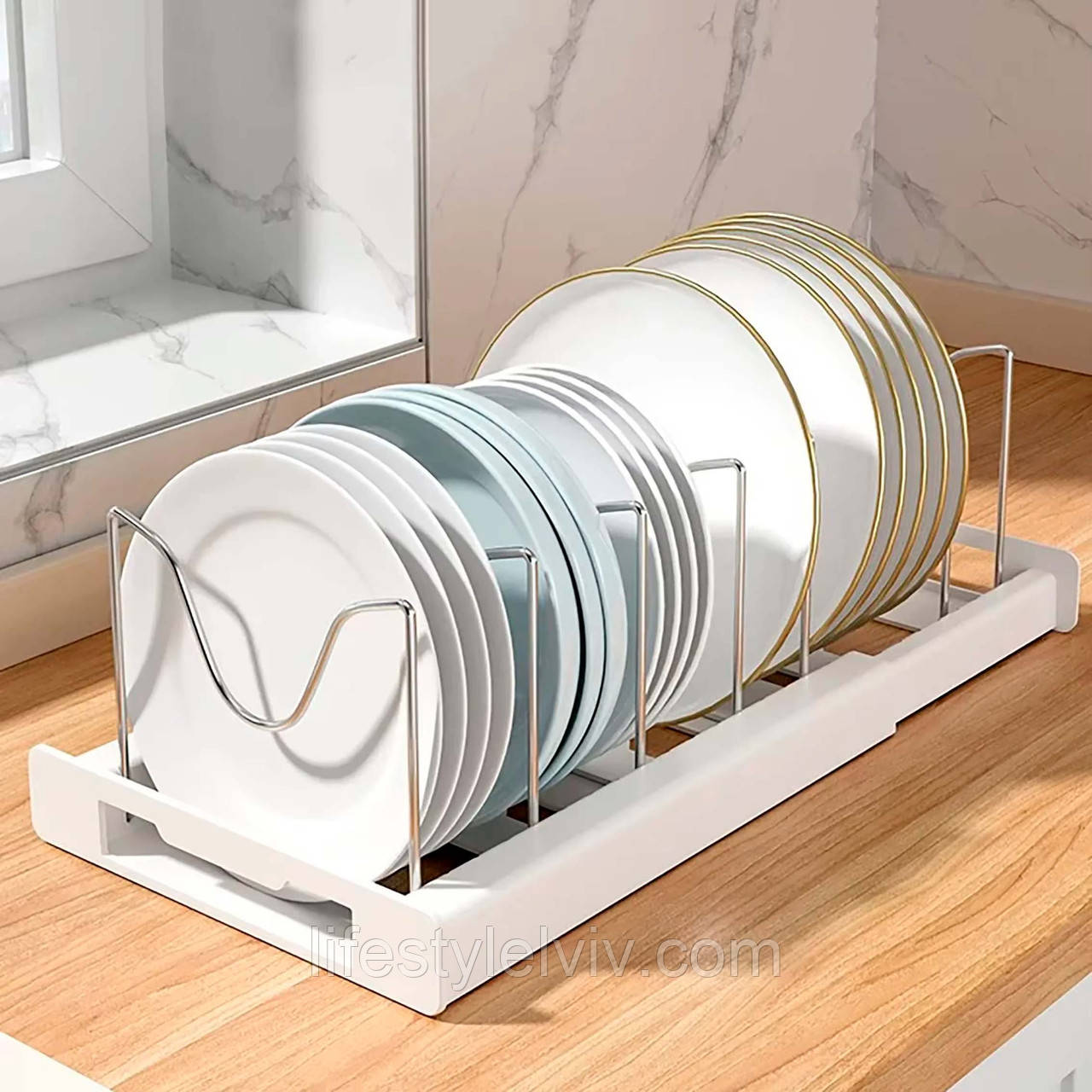 Підставка для кришок розсувна (30,5-56×20,4×14,7см) / Органайзер для кришок / Тримач для кришок, фото 1