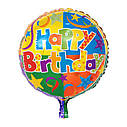 Кулька 45см круглый Happy Birthday Ассорти (уп. 12шт), фото 2