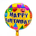 Кулька 45см круглый Happy Birthday Ассорти (уп. 12шт), фото 5