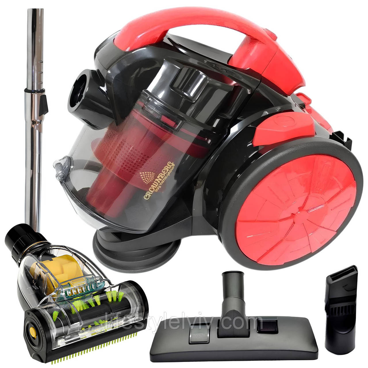 Циклонний пилосос без мішка з турбощіткою, 2400Вт, від мережі, CB-0111 / Пилосос для дому / Пилосос з контейнером, фото 1