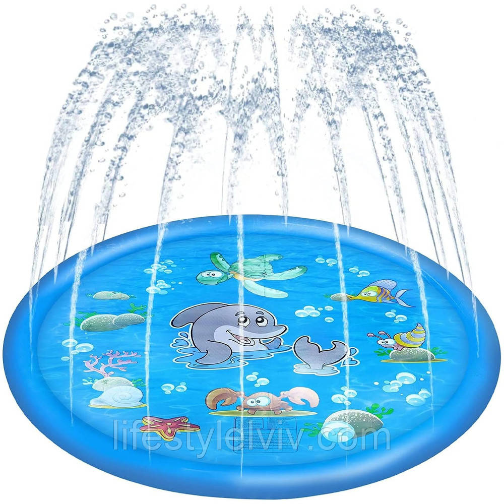 Водяний килимок-фонтан для дітей, 170см / Надувний килимок з водою / Дитячий міні басейн з фонтаном, фото 1
