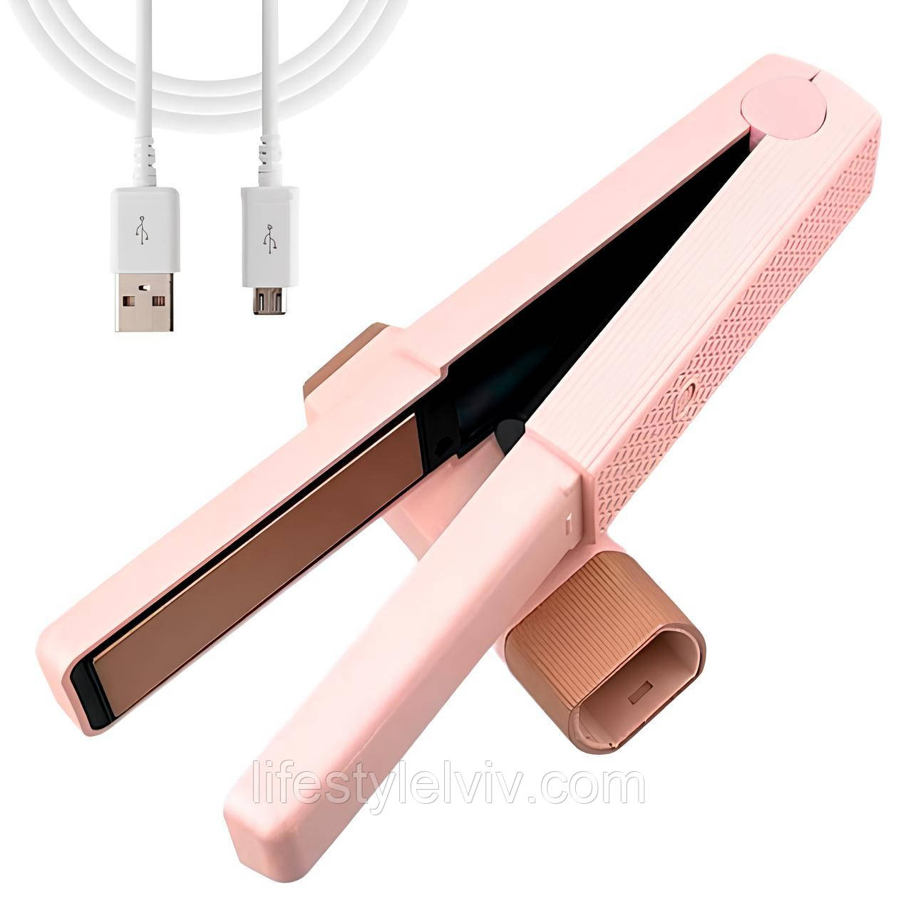 Бездротовий випрямляч для волосся, від USB, LSM-637 / Плойка-праска з акумулятором / Праска для волосся, фото 1