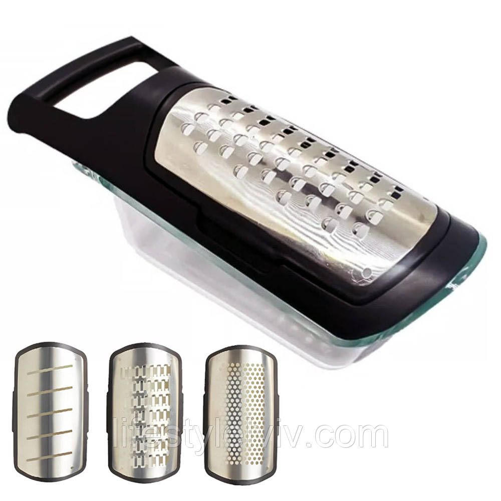 Багатофункціональна тертка, 4 насадки / Універсальна тертка з контейнером / Тертка овочерізка / Набір терток, фото 1