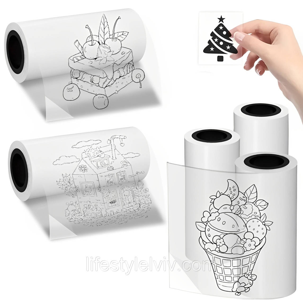 5 шт Клейкий папір прозорий для принтера 5,7x2,5см, 3м / Термопапір для наклейок, фото 1